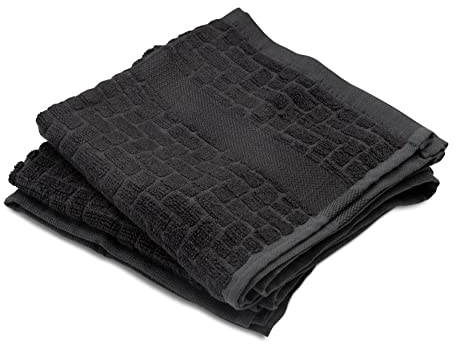 Cuisinart Bambus-Geschirrtücher für die Küche, 2er-Set, antimikrobiell, geruchsabweisend, saugfähig, Küchentücher, Bambus- und Baumwollmischung, 40 x 70 cm, Schwarz