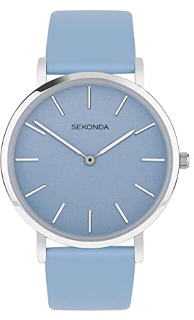 Sekonda Minimal Ladies 38mm Quartz Watch in Blue with Analogue Display, and Blue Leather Strap 40609