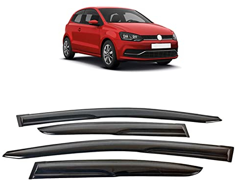 Kompatibel mit VW Polo 2010 bis 2017 Windabweiser Regen Rauch Sun Bug Deflektor Set von 4 (vorne/hinten links/rechts) [aufklebbar]