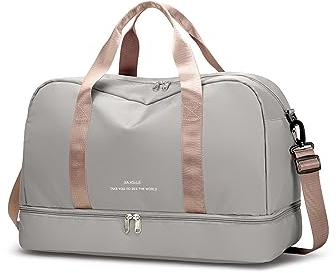 CORIOS Nylon Sporttasche für Herren/Damen Reisetaschen Duffle Bag Weekender Übernachtung Tasche Fitnesstasche Schwimmtasche Groß Trainingstasche Kabinenreisetasche für Reisen Sport Fitnessstudio Grau