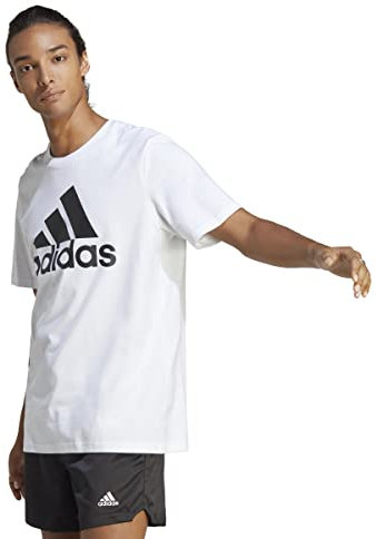 adidas Men Essentials Single Jersey Big Logo Short Sleeve T-Shirt, XL Tall, 3 inch White