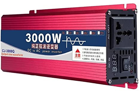 Batterie D'Onduleur AC, Onduleur de Voiture 12V DC à 220V AC 3000W Convertisseur de Puissance à Dissipation Thermique Forte à Onde Sinusoïdale Pure