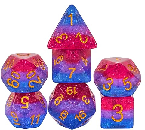 HDdais 7PCS DND Dice Bisexual-Pride Polyhedral Dice Set D&D Homosexual Flag for RPG and Other Tabletop Games
