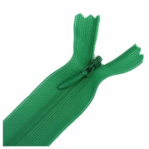 SHTGOI 2 cerniere invisibili in seta, 60 cm, divisibili, cerniere sottili con testa lampo, taglia 3, eleganti cerniere da cucire per vestiti, cuscini, borse, astuccio verde
