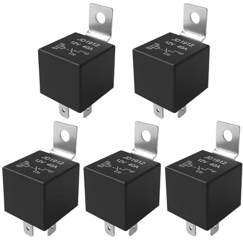 Aiqeer 5 Stück 4 Polig Auto Relais, 12V 40A SPST KFZ Relais (Schwarz)