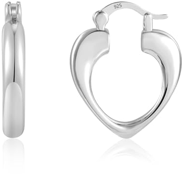 ALEXCRAFT Herz Ohrringe Silber 925 Damen Klein Creolen Breit Silber für Damen Geschenk für Frauen Freundin Mama Mädchen