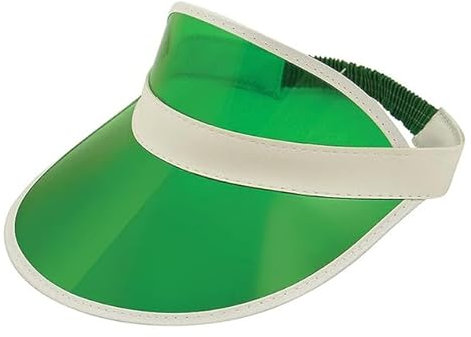 Adults 80s Retro Style Neon Sun Visors Unisex Mens Womens Plastic Golf Visor Headband Cap for Poker Party Tennis UV Protection Hat Green