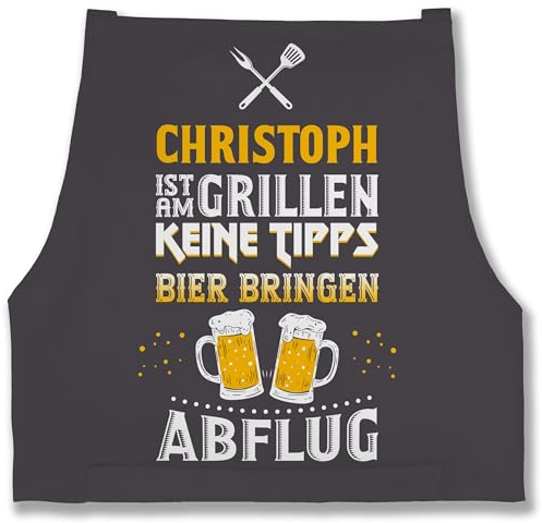 Schürze - Grillschürze Herren Männer - Name ist am grillen Keine Tipps Bier bringen Abflug I Witzig Grillen Geschenk - 85x69 - Anthrazit - grill grillzubehör personalisierte männerschürzen