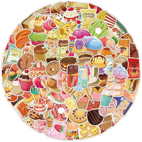 Leisure Snacks Aufkleber Snacks Sticker Set 50 Stücke Niedlich Deko für Auto Laptop Skateboard Fahrrad Moped Motorrad Fahrrad Computer,Geeignet für Erwachsene Kinder