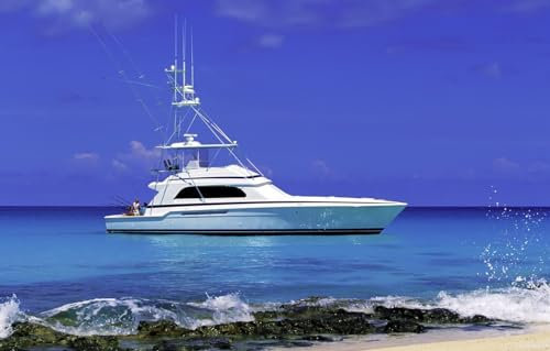 GUOHLOZ 1000 Teile, Puzzle für Erwachsene, Angeln, Yacht, 75x50cm