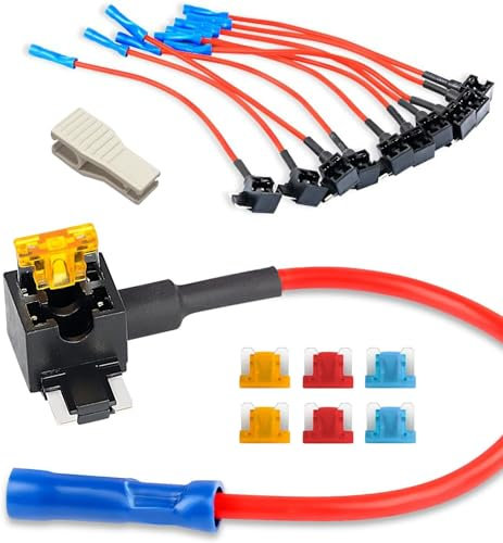 GUUZI 10 Stück 12–24 V Low-Profile-Mini-Auto-Add-a-Circuit-Sicherung TAP-Adapter APS ATT Flachsicherungsset für Autos LKW Boote mit 5/10/15 Ampere Sicherung