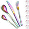 Couverts 24 Pièces Service pour 6, ReaNea Couverts en Titane Arc-en-ciel, Couteaux, Cuillères, Fourchettes, Cuillères à Thé, Lavable au Lave-Vaisselle