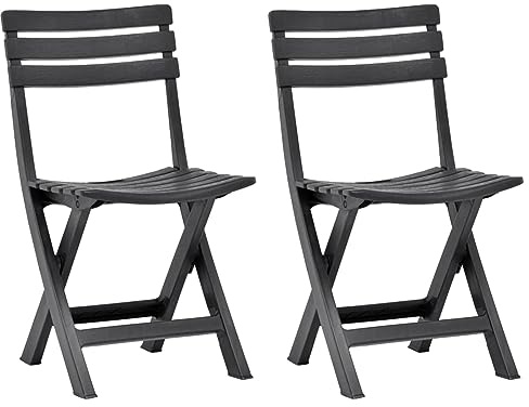 ZEYUAN Klappbare Gartenstühle 2 STK Hochlehner, Campingstühle, Lehnstühle, Wetterfest Stuhl, Garden Chair, Kunststoff Anthrazit