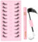 Poiuyoiu Demi-Cils Cils Oeil de Chat Vaporeux Kit de Faux Cils Moelleux avec Colle pour Cils et Dissolvant 3/4 Cils de Cluster de Coin Faux Cils Réutilisables Faux Cils de Vison Naturels 10 Paires