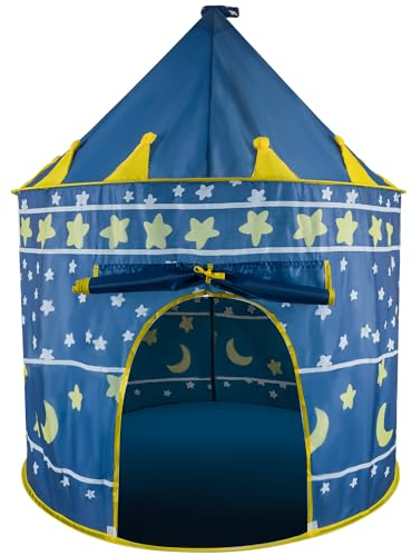 KRUZZEL Tienda de campaña para niños, castillo de mago, cielo estrellado, para interior y exterior, color azul 23474