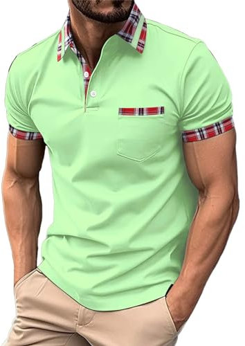 Viaje Gadget Hombre Moda Primavera y Verano Casual Manga Corta Botones Color Sólido Manga Corta Camiseta Tops Camisetas Negras Tanques Niños Paquetes, verde, XL