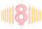 mciskin Pink 8th Birthday Candle,Girl 8th Birthday Decorations,Number 8 Candle for Cake,Party Candles,Pink Candles Yellow Cake Topper for Girls Birthday Party Decorations,Baby Showers Suppplies