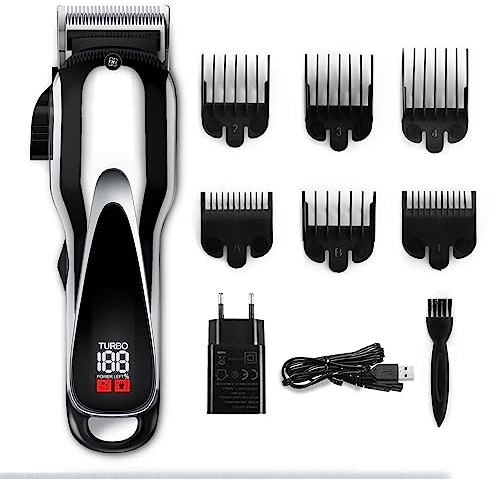 Cortapelos profesional, cortadora de pelo profesional, inalámbrica, recargable, eléctrica, turbo, máquina de corte de pelo para hombres