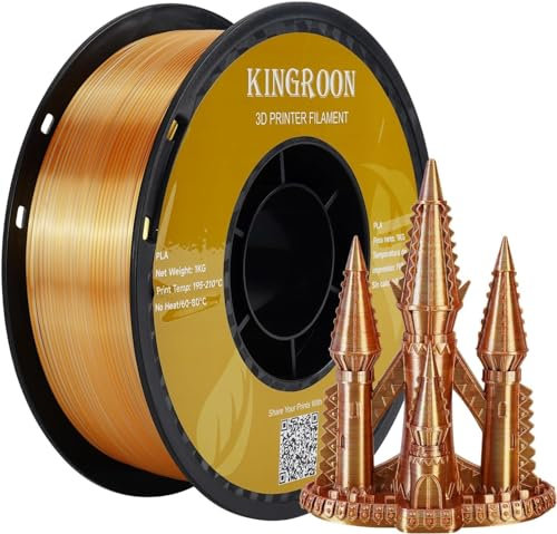 kingroon 3D Printer Filament PLA 3D-Druckerfilament,… (Polymilchsäure, Seide, Gold, Silber, Kupfer)