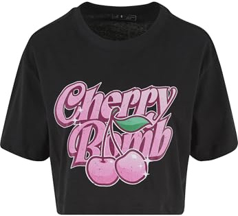 Miss Tee Damen Cherry Bomb Ladies Short Overized Tee Black, 5XL