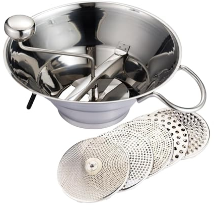 F Fityle Passaverdura a manovella, passaverdure, schiacciapatate con 5 Dischi di macinazione per Carote, Frutta, Patate passate