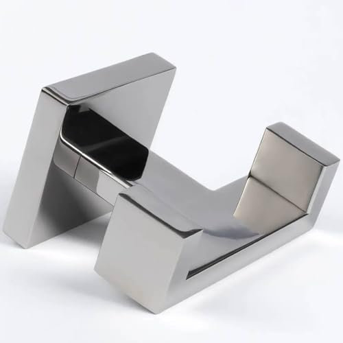 Pebble Grey™ Manhattan Double Towel Hook for Bathroom Towels, Robes, and Dressing Gowns, Wall Mounted with Screws, Industrial Style, Contemporary Design, Anti-Rust, Concealed Fixings (Chrome)