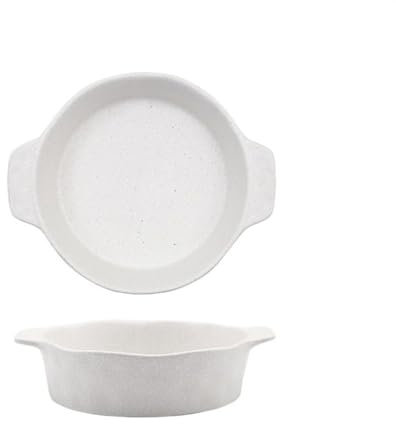 SDA287MZ Auflaufformen Backform Keramik Amphore Backform Unregelmäßige runde Schale Haushaltstiefe Schale Gemüseschale Western Spaghetti Backschale Lasagneform(Weiß)