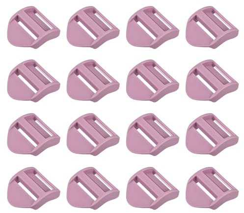 sourcing map 16Pcs Plastic Ladder Slider, 1 (25mm) Light Purple Adjustable Lock Buckles Tension Lock Tri-Glides for Belt Backpack Straps Parts Replacement