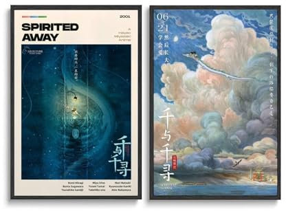 LJXOSKMK Spirited Away Poster Set (2 Stück), Ungerahmt, 30 x 45 cm, Klassisches Anime-Leinwandposter für Schlafzimmer, Ästhetische Wandkunst, Druck-Stil