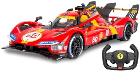 JAMARA Ferrari 499P 1:14 rot 2,4GHz Tür manuell - Offiziell lizenziert, detailgetreuer Innenraum, originalgetreue Lackierung, transparente Windschutzscheibe, LED Licht, RC-Auto