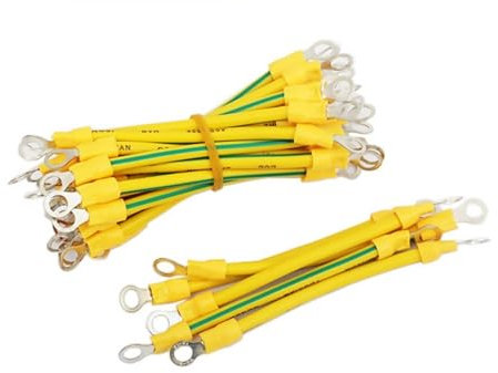 QMKADFQXF 10Pcs BVR Solar Photovoltaic Ground Wire With Terminal 10/12/14 AWG Earth Wire Hole 5mm Yellow-Green Flexible Copper Earth Cable(10AWG 6MM2,10PCS_200MM)
