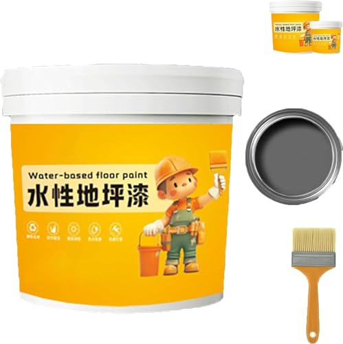 Waterproof Water-Based Epoxy Floor Paint, Anti-Slip Concrete Floor Paint, Water-Based Garage Floor Paint Epoxy Floor Paint, Quick-Dry Anti-Slip Water-Based Floor Paint (Gray)