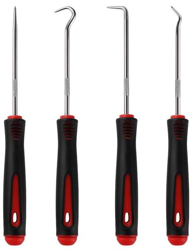 YIXISI 4 Stücke 16.5cm Pick und Haken Set, Pick-Werkzeug-Set für Auto-Öldichtung/O-Ring-Dichtung, Präzisions-Haken-Abzieher, für Entfernen von Schläuchen und Dichtungen, Gummi