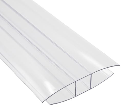 Clear H-Section Polycarbonate Sheet Joining Strip Muntin - 16mm, 1.45m