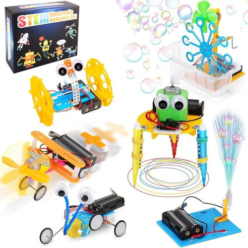 Georgie Porgy Stem Kit de Robótica para niños Caja de Experimentación Stem Juguetes Científicos Kit de Construcción de Robot Electrónica Regalos de Cumpleaños para niños y niñas (6 en 1)