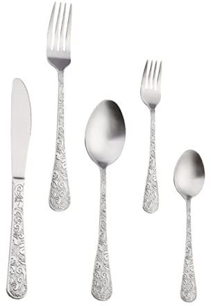 PEPLAYTAL 1set Posate Vintage Inossidabile Utensili Da Tavola Eleganti Per Famiglie e Occasioni Speciali Facili Da Pulire e Lavabili Lavastoviglie Retro Design