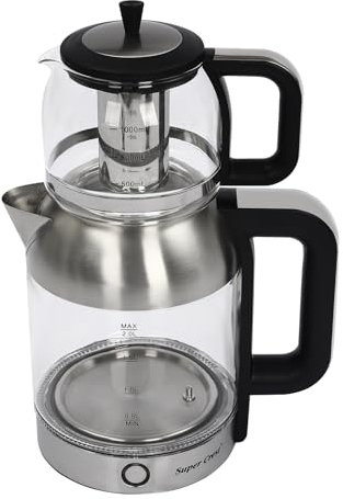 HOARLICN 220V Glas Wasserkocher, Wasserkocher mit Temperaturwahl 1800W Electric Kettle mit Großer Wasserkocher Kleine Teekanne 5 Voreingestellten Temperaturen Filterlöcher Glas, Edelstahl