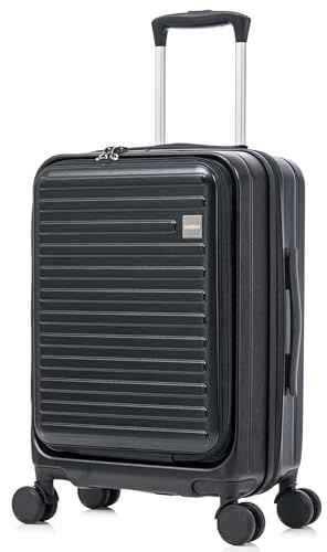 MS Point Koffer Trolley Reisekoffer Hartschalenkoffer Handgepäck mit Rollen Suitcase TSA Schloss Schwarz