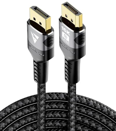 Solryn Cable DisplayPort 2.1 2M, Display Port admite Transmisión de Datos de 80Gbps, 16K@30HZ, 8K@120Hz, 4K@240Hz, HDR, Pantalla de Alta Definición, Cable DP Trenzado para PC, TV, Monitor Gaming