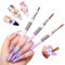 SAVILAND Kolinsky Lot de 3 pinceaux à ongles en acrylique professionnels pour nail art sculpture, tailles 2/4/5 Violet/rose dégradé Manche antidérapant pour application acrylique Motifs floraux 3D