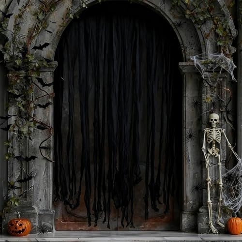 Spetsbst Tenture de porte Halloween, 215 × 108 cm, tissu d’horreur Halloween pour porte et fenêtre, rideaux pour décoration de maison hantée, pour fêtes d’Halloween à l’intérieur et à l’extérieur