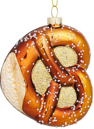 SIKORA Laugen Brezel besondere Weihnachtskugel Glas Christbaumschmuck Deko Figur Weihnachten Anhänger Ornament - Trend Line - BS012