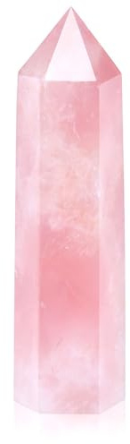 JOVIVI Healing Crystals,Large Rose Quartz Crystal Gemstone Wand, Pink Hexagonal Gem Stones and Crystals Point Crystal Gifts for Beginners Reiki Yoga Meditation Home Decor,3.5-3.9 Height