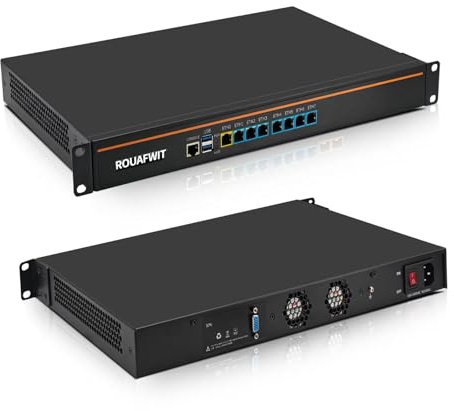 ROUAFWIT 1U Firewall Appliance Z87, Core i5 4300M, 8 x i226V 2.5GbE LAN, OPNsense, VPN, 19 Inch 1U Network Rackmount, VGA, Console, USB3.0, DDR3L 8G RAM 128G SSD