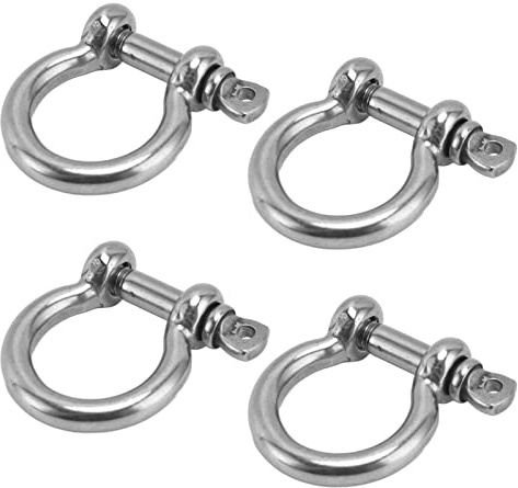 Cryfokt 304 Stainless Steel Screw Pin Shackle Kit, Glossy Anchor Load Clamp Replacement, 4Pcs (M5)