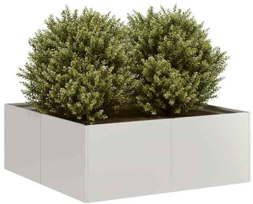 SKTQYQO Blumenkasten aus Edelstahl 80 x 80 x 30 cm für Garten und Terrasse, großer erhöhter Blumenkasten mit offenem Boden für effektive Entwässerung, verstärkte Struktur für Stabilität