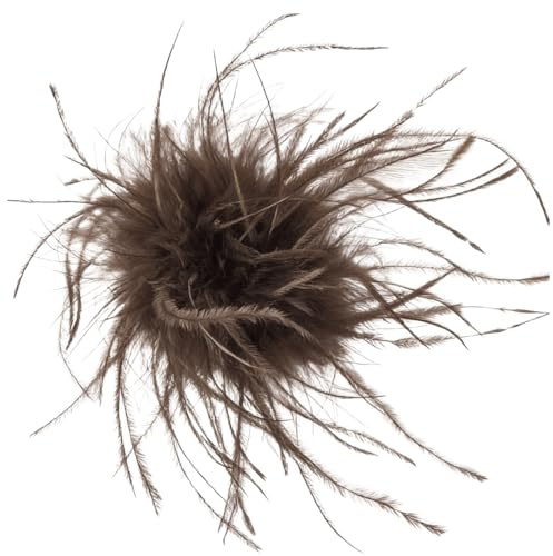 BCHMN Feder Brosche, Broschen für Kleidung, Damen Fluffy Straußenfeder Anstecker Vintage Stil Hutaccessoire Braut Hochzeit Party Fasching Haarclip Fascinator für Blazer Kleid Jacke (Kaffee)