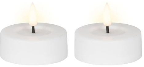 Lumineo LED Teelichter mit Timer 6,5x5cm Plastik 2 Stück - Indoor & Outdoor - Kerzen mit 6 Stunden Timerfunktion - Batteriebetrieben - Flammenlose Kerzen als Tischkerzen Dekokerzen - Weiß
