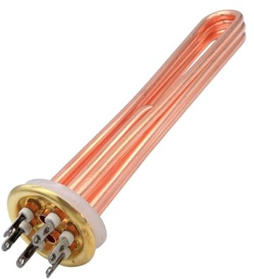 Résistance pour chauffe-eau Chauffe-eau à Immersion 380V 6-15KW, tuyau de chauffage bride en cuivre rouge 63mm, plusieurs tailles(12KW 350L Copper)