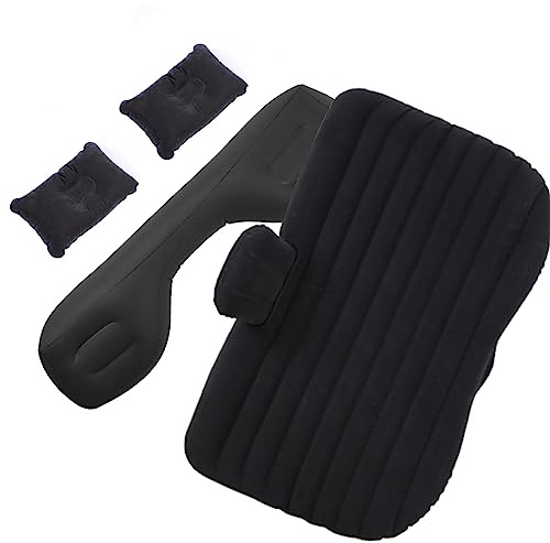 RiToEasysports Colchón de Aire para Automóvil, Cama Inflable Flocada, Almohadilla para Dormir de Viaje Plegable Portátil con Almohadas Laterales y Traseras, Diseño a Prueba de Fugas para Acampar,